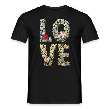 LOVE Foral Briefe - Männer T-Shirt - Schwarz - Vorne - AI Model Male 178 light (178cm)