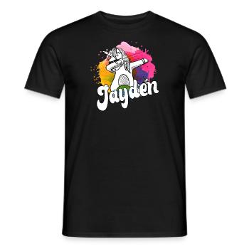 JAYDEN - Beautiful Boy Name with Cool Unicorn - Men's T-Shirt - black - Front - AI Model Male 178 light (178cm)