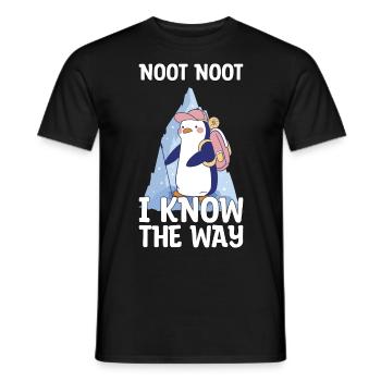 Penguin Noot Noot Hiking Gift - Men's T-Shirt - black - Front - AI Model Male 178 light (178cm)