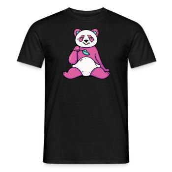 Panda Retro Vintage 90s 80s Illustration - T-shirt homme - noir - Devant - AI Model Male 178 light (178cm)