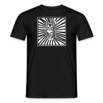 Katze mit gelben Augen in Schwarz und Weiß - Männer T-Shirt - Schwarz - Vorne - AI Model Male 178 light (178cm)