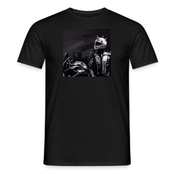Motorcycle Pencil Drawing - Men's T-Shirt - black - Front - AI Model Male 178 light (178cm)