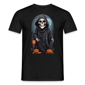 Cartoon Skelett Grim Reaper Halloween Design - Männer T-Shirt - Schwarz - Vorne - AI Model Male 178 light (178cm)