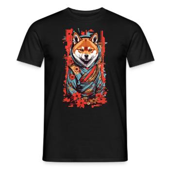 Shiba esthétique rétro Japon chiens Popart Design - T-shirt homme - noir - Devant - AI Model Male 178 light (178cm)