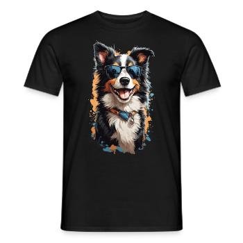 Border Collie Popart Style chien oeuvre - T-shirt homme - noir - Devant - AI Model Male 178 light (178cm)