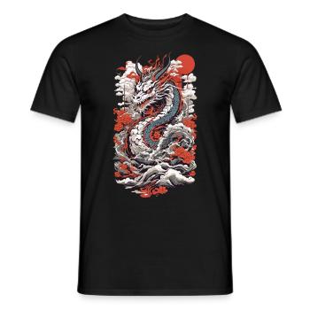 Ukiyo-E Drache Retro Vintage Japanische Kunst - Männer T-Shirt - Schwarz - Vorne - AI Model Male 178 light (178cm)