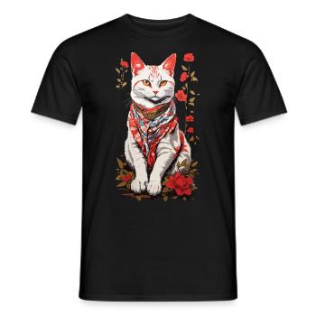 Chat Japonais Chat Mignon Art Chat Design - T-shirt homme - noir - Devant - AI Model Male 178 light (178cm)