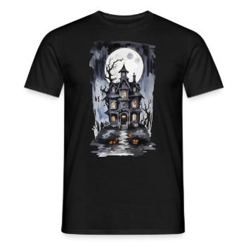 Halloween Vollmond Hexenhaus Grusel Design - Männer T-Shirt - Schwarz - Vorne - AI Model Male 178 light (178cm)