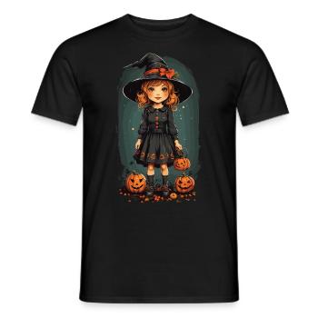 Halloween Witch Vintage Pumpkin Retro Fall Design - Men's T-Shirt - black - Front - AI Model Male 178 light (178cm)