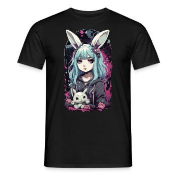Kawaii Anime Bunny Goth Girl Manga Chic - T-shirt homme - noir - Devant - AI Model Male 178 light (178cm)