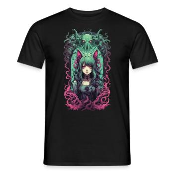 Kemonomimi Goth Cat Girl Occulte Otaku Egirl - T-shirt homme - noir - Devant - AI Model Male 178 light (178cm)