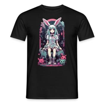Kawaii gothique lapin Anime Pastel Kemonomimi Design - T-shirt homme - noir - Devant - AI Model Male 178 light (178cm)