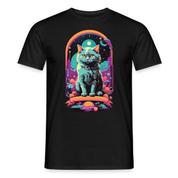 Gothic Pastel Katzen Magische Nacht Design - Männer T-Shirt - Schwarz - Vorne - AI Model Male 178 light (178cm)