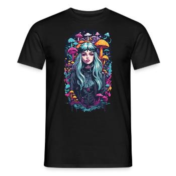 Magischer Mushroom Wald Psytrance Girl Design - Männer T-Shirt - Schwarz - Vorne - AI Model Male 178 light (178cm)