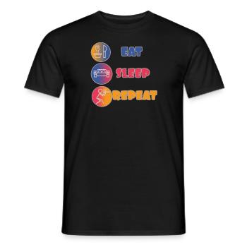 Eat sleep repeat paintball with icons - Men's T-Shirt - black - Front - AI Model Male 178 light (178cm)