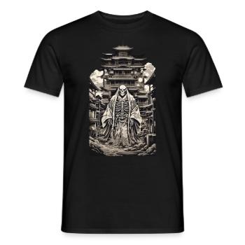 Yokai Monk Spirit Skeleton Ukiyo-E Manga Design - T-shirt homme - noir - Devant - AI Model Male 178 light (178cm)