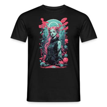 Pastel Gothic Anime E-Girl Streetwear - Men's T-Shirt - black - Front - AI Model Male 178 light (178cm)