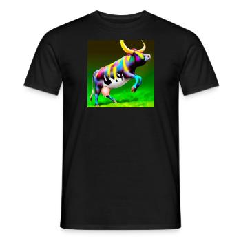 Cow of Colours No.5 , - Männer T-Shirt - Schwarz - Vorne - AI Model Male 178 light (178cm)