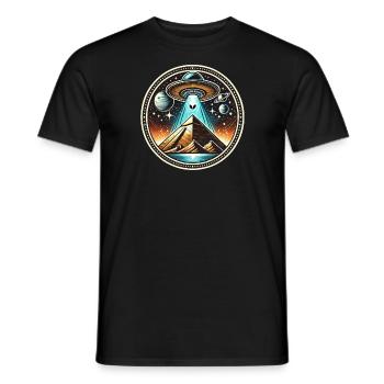 Logo des pyramides extraterrestres OVNI - T-shirt homme - noir - Devant - AI Model Male 178 light (178cm)