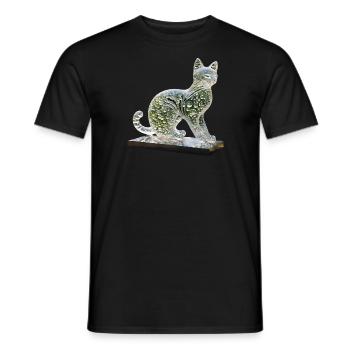 Sculpture of a cat made of colored water drops - Men's T-Shirt - black - Front - AI Model Male 178 light (178cm)