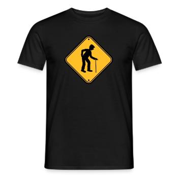 Bouclier attention danger danger attention avertissement - T-shirt homme - noir - Devant - AI Model Male 178 light (178cm)