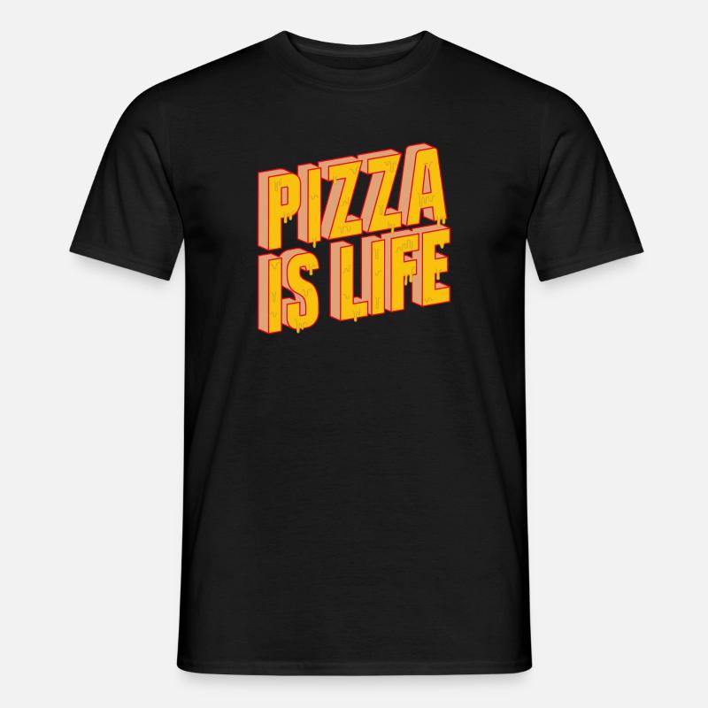Pizza Is Life - Männer T-Shirt - Schwarz