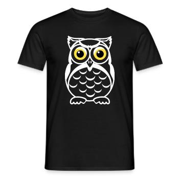 Regard de hibou noir et blanc Yeux jaunes - T-shirt homme - noir - Devant - AI Model Male 178 light (178cm)