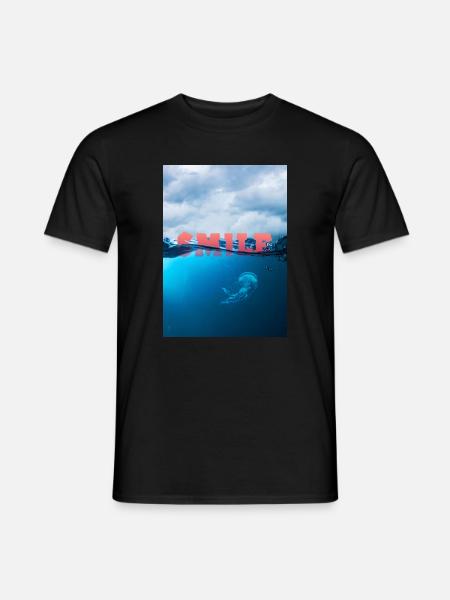 Unterwasser Smile Typografie - Männer T-Shirt - Schwarz