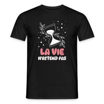 La vie n'attend pas - T-shirt homme - noir - Devant - AI Model Male 178 light (178cm)