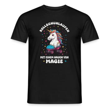 Einhorn Rollschuhlaufen - Männer T-Shirt - Schwarz - Vorne - AI Model Male 178 light (178cm)