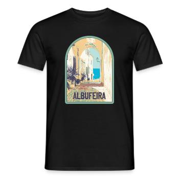 Rue pittoresque de la vieille ville d'Albufeira - T-shirt homme - noir - Devant - AI Model Male 178 light (178cm)