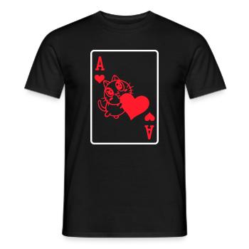 Cat Poker Heart Gambling Casino Card Game Poker - Men's T-Shirt - black - Front - AI Model Male 178 light (178cm)