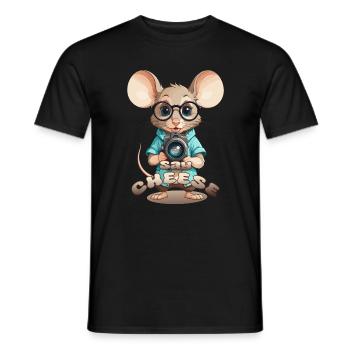 Souris avec caméra - T-shirt homme - noir - Devant - AI Model Male 178 light (178cm)