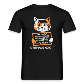 Lustiges Fahndungsfoto Katze - Männer T-Shirt - Schwarz - Vorne - AI Model Male 178 light (178cm)