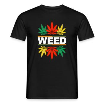 Conception vibrante de motif de feuille de cannabis - T-shirt homme - noir - Devant - AI Model Male 178 light (178cm)