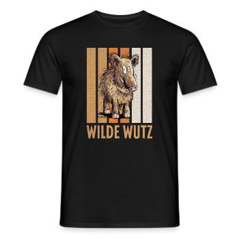 Wilde Wutz Wildschwein Vintage - Männer T-Shirt - Schwarz - Vorne - AI Model Male 178 light (178cm)