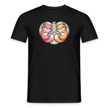 Feline Love ❤️🐱 - Männer T-Shirt - Schwarz - Vorne - AI Model Male 178 light (178cm)