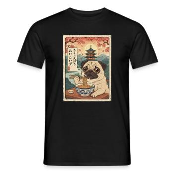 Mops Ramen Japanischer Vintage Stil - Männer T-Shirt - Schwarz - Vorne - AI Model Male 178 light (178cm)