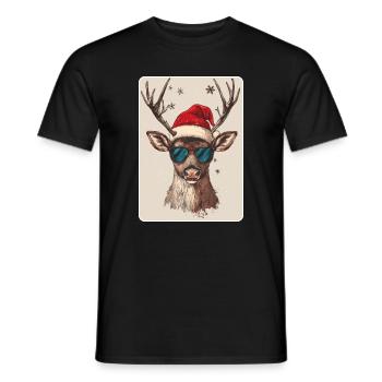 Reindeer Deer Antlers Reindeer Vintage Christmas - Men's T-Shirt - black - Front - AI Model Male 178 light (178cm)