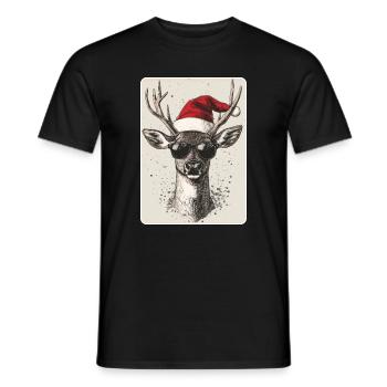 Reindeer Deer Antlers Reindeer Vintage Christmas - Men's T-Shirt - black - Front - AI Model Male 178 light (178cm)