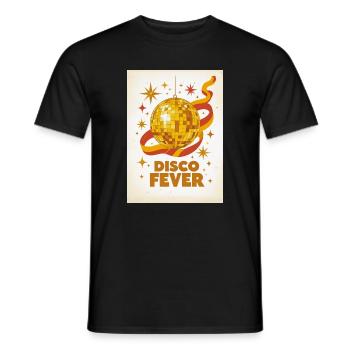 Golden Disco Ball Shining in Seventies Glamour 70s - Men's T-Shirt - black - Front - AI Model Male 178 light (178cm)