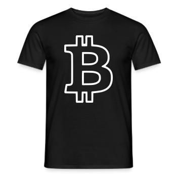 Bitcoin Logo Outline Neon Minimalistisch - Männer T-Shirt - Schwarz - Vorne - AI Model Male 178 light (178cm)