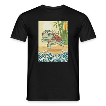 Kawaii Martial Arts Turtle - Men's T-Shirt - black - Front - AI Model Male 178 light (178cm)