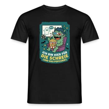 Horror Kino Schreien Popcorn Spruch - Männer T-Shirt - Schwarz - Vorne - AI Model Male 178 light (178cm)