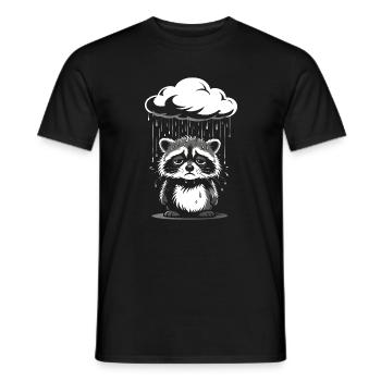 Raccoon in the Rain - Funny Retro Motif - Men's T-Shirt - black - Front - AI Model Male 178 light (178cm)