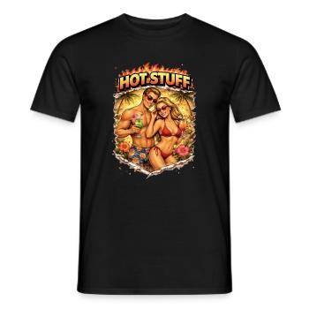 Ambiance cocktail de couple de plage Hot Stuff - T-shirt homme - noir - Devant - AI Model Male 178 light (178cm)
