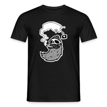 Surfer Skull – Skull with Wave & Heart - Men's T-Shirt - black - Front - AI Model Male 178 light (178cm)