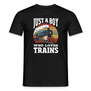 Un garçon qui aime les trains Chemin de fer - T-shirt homme - noir - Devant - AI Model Male 178 light (178cm)