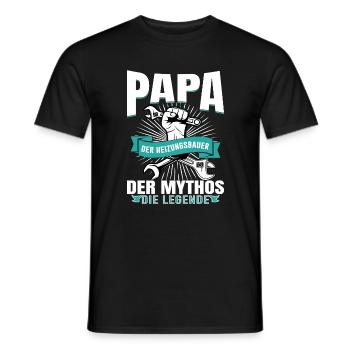 Papa Heizungsbauer Mythos Legende - Männer T-Shirt - Schwarz - Vorne - AI Model Male 178 light (178cm)