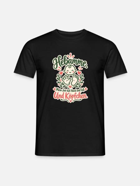 Hebamme Hand und Fuß - Männer T-Shirt - Schwarz
